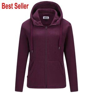 Women's Full Zip Hooded Fleece Jacket with 6 Pockets, Warm Polar Fleece